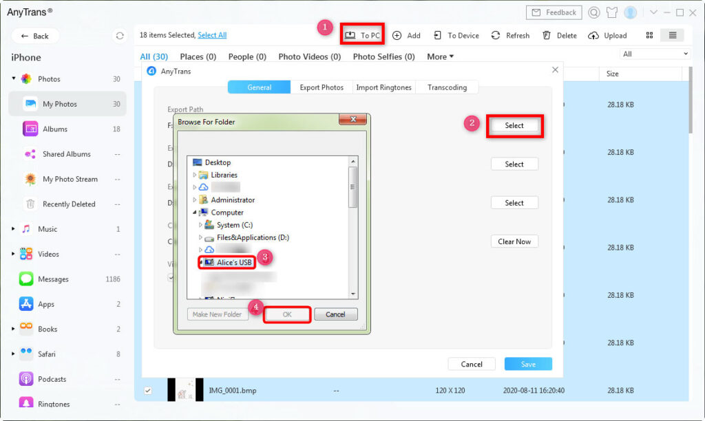 Transferring Photos from iPhone to Flash Drive