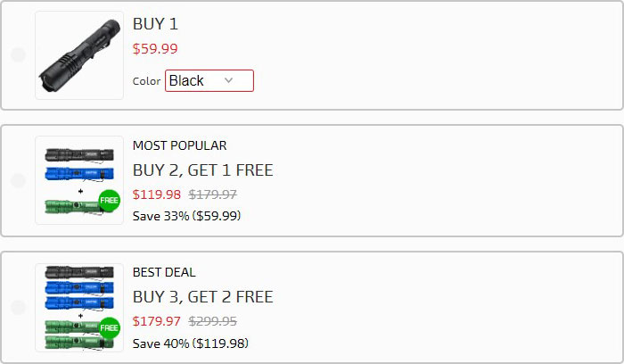 observer tools flashlight order packages